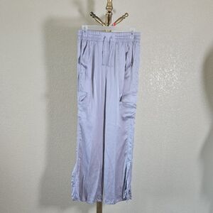 Blanc Noir Gray Cargo Pants with High-Waisted Design